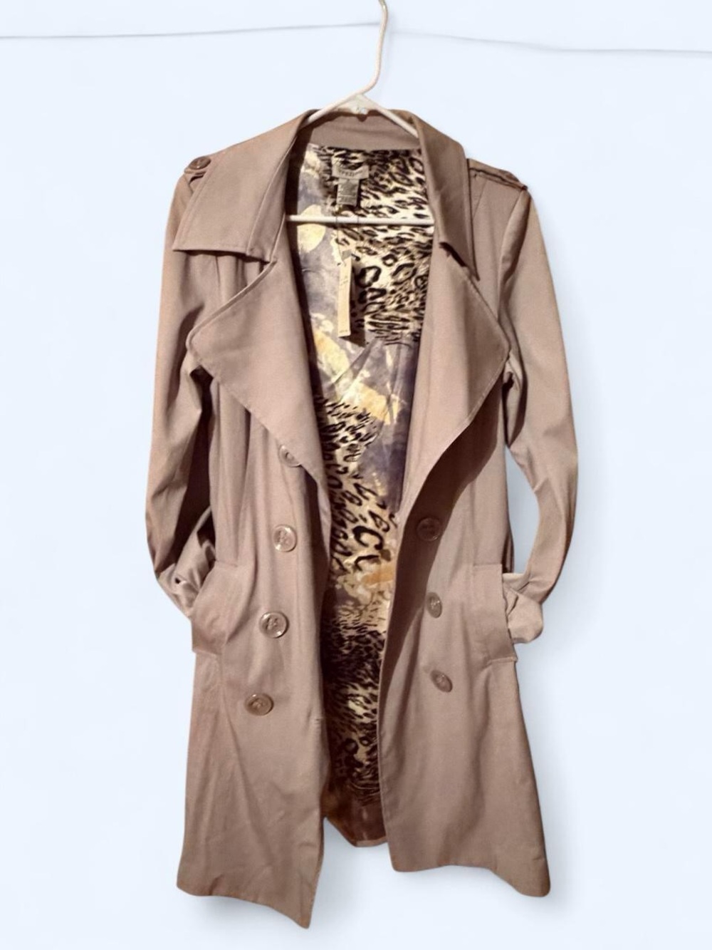MSRP $360 Vertigo Classic Double-Breasted Belted Trench Coat Size Medium BNWT